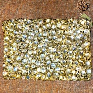 DKNY beaded zip pouch EUC